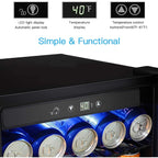 4.4cu.f Wine Cooler with LED Lights and Touch Buttons, Removable Shelves, Less Than 38dB