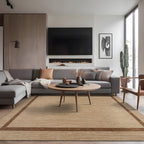 Beverly Rug Modern Bordered Indoor Outdoor Rug, Outside Carpet for Patio, Deck, Porch