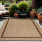 Beverly Rug Modern Bordered Indoor Outdoor Rug, Outside Carpet for Patio, Deck, Porch