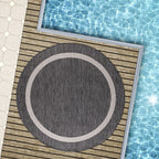 Beverly Rug Modern Bordered Indoor Outdoor Rug, Outside Carpet for Patio, Deck, Porch