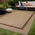 Beverly Rug Modern Bordered Indoor Outdoor Rug, Outside Carpet for Patio, Deck, Porch