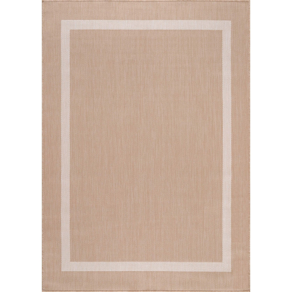 Beverly Rug Modern Bordered Indoor Outdoor Rug, Outside Carpet for Patio, Deck, Porch