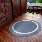 Beverly Rug Modern Bordered Indoor Outdoor Rug, Outside Carpet for Patio, Deck, Porch