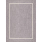 Beverly Rug Modern Bordered Indoor Outdoor Rug, Outside Carpet for Patio, Deck, Porch