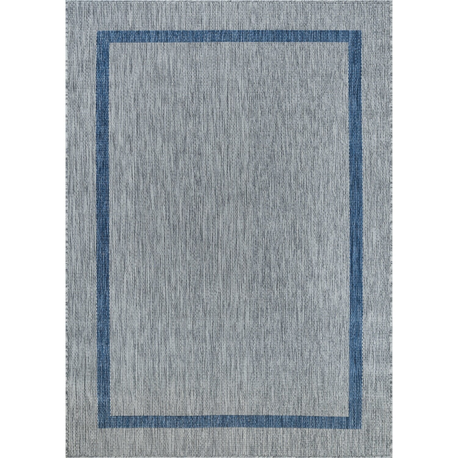 Beverly Rug Modern Bordered Indoor Outdoor Rug, Outside Carpet for Patio, Deck, Porch