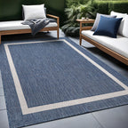 Beverly Rug Modern Bordered Indoor Outdoor Rug, Outside Carpet for Patio, Deck, Porch