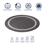 Beverly Rug Modern Bordered Indoor Outdoor Rug, Outside Carpet for Patio, Deck, Porch