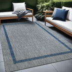 Beverly Rug Modern Bordered Indoor Outdoor Rug, Outside Carpet for Patio, Deck, Porch