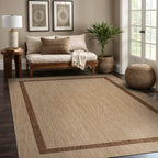 Beverly Rug Modern Bordered Indoor Outdoor Rug, Outside Carpet for Patio, Deck, Porch