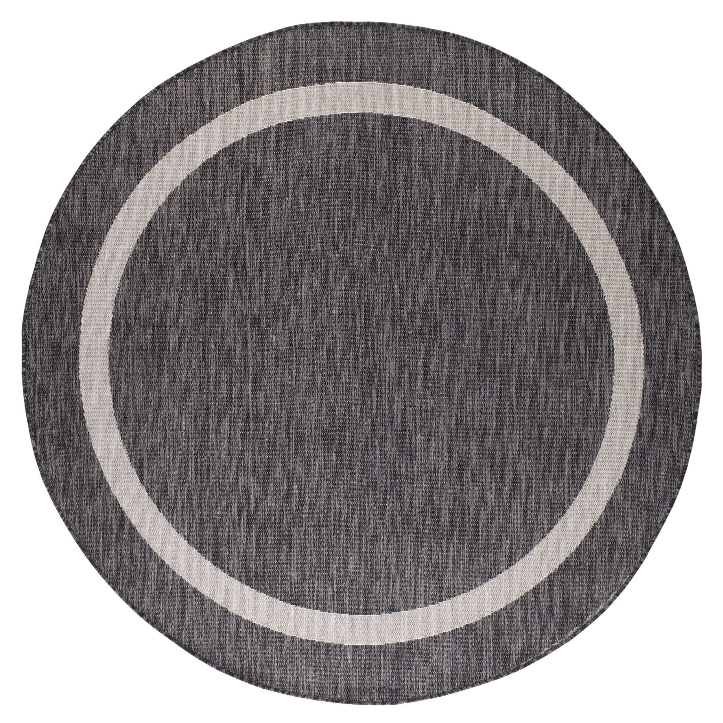 Beverly Rug Modern Bordered Indoor Outdoor Rug, Outside Carpet for Patio, Deck, Porch