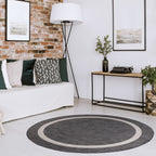 Beverly Rug Modern Bordered Indoor Outdoor Rug, Outside Carpet for Patio, Deck, Porch