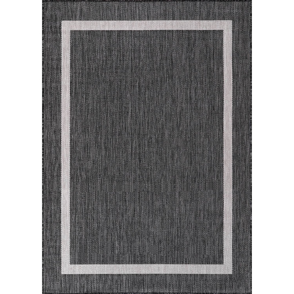 Beverly Rug Modern Bordered Indoor Outdoor Rug, Outside Carpet for Patio, Deck, Porch