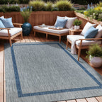 Beverly Rug Modern Bordered Indoor Outdoor Rug, Outside Carpet for Patio, Deck, Porch