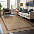 Beverly Rug Modern Bordered Indoor Outdoor Rug, Outside Carpet for Patio, Deck, Porch