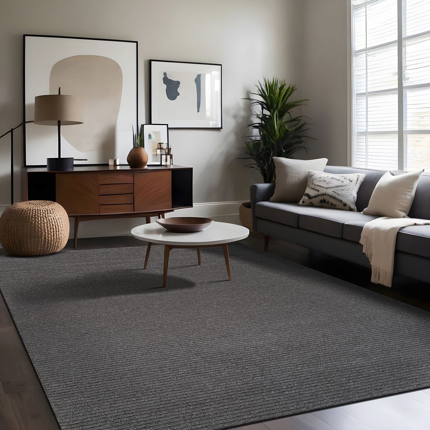 Beverly Rug Solid Color Non-Slip Rubber Back Washable Indoor Area Rug