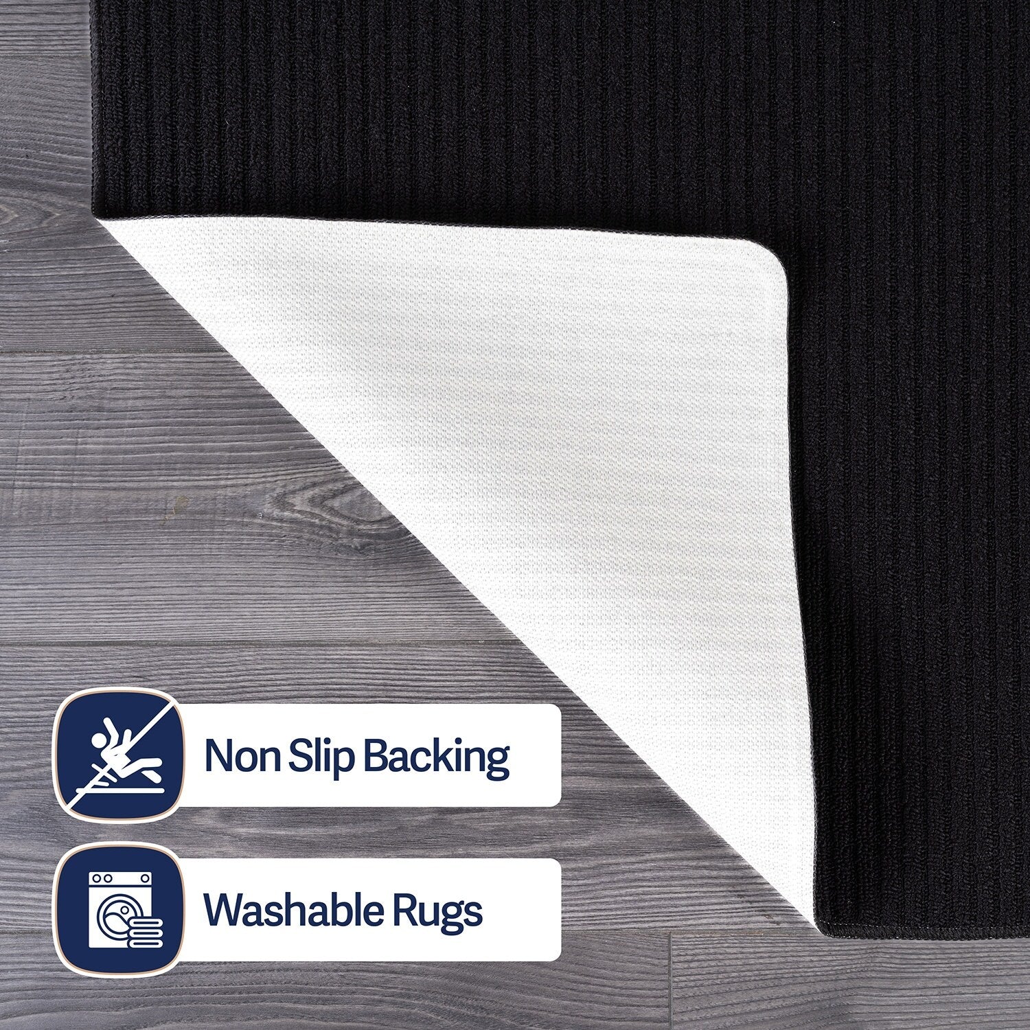 Beverly Rug Solid Color Non-Slip Rubber Back Washable Indoor Area Rug