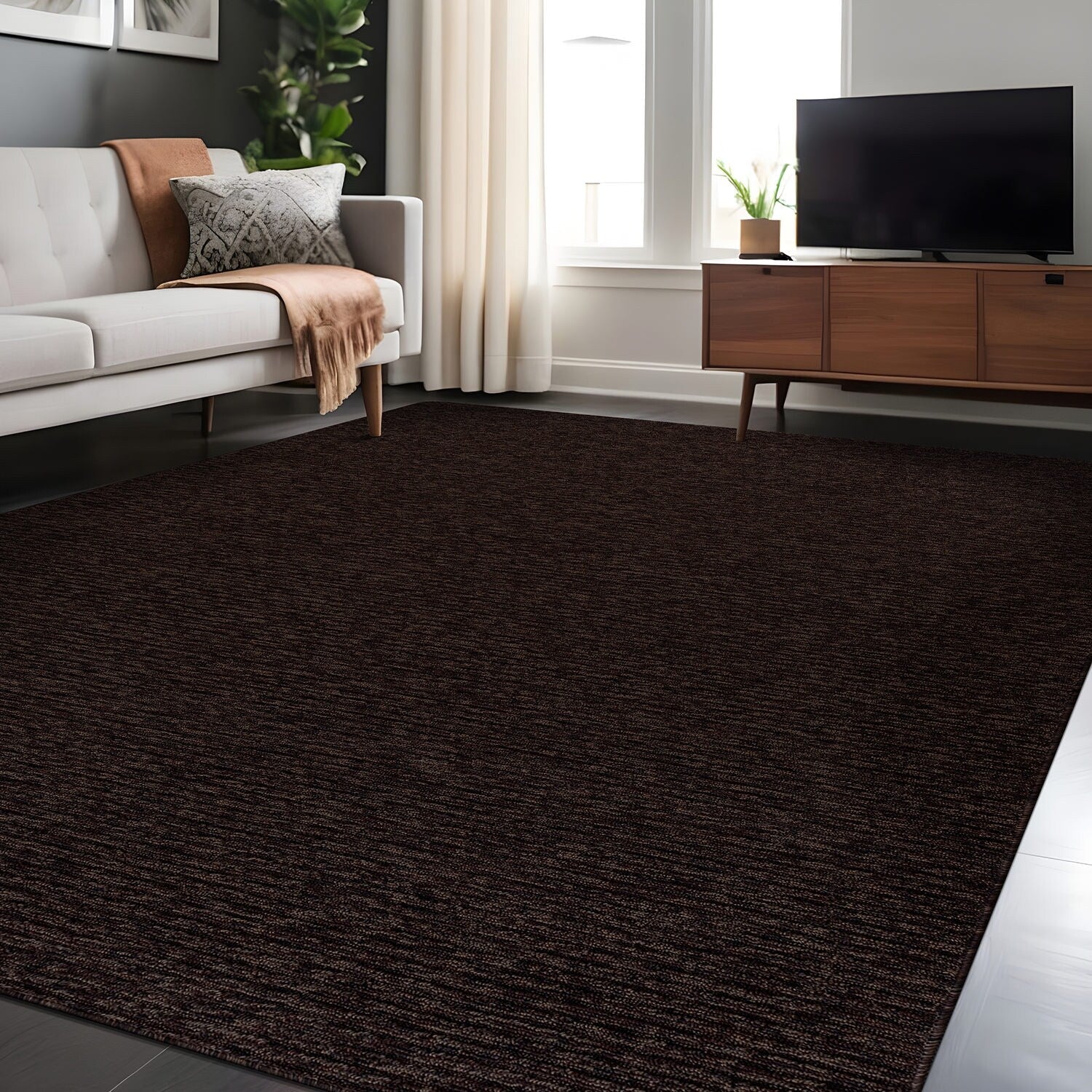 Beverly Rug Solid Color Non-Slip Rubber Back Washable Indoor Area Rug