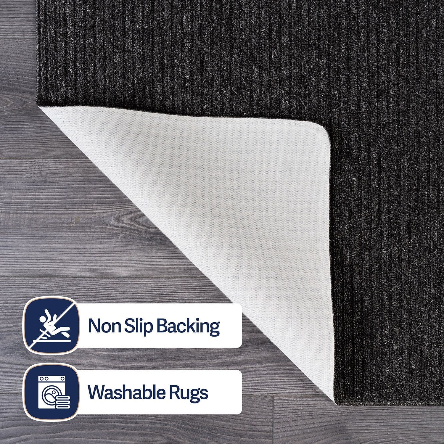 Beverly Rug Solid Color Non-Slip Rubber Back Washable Indoor Area Rug