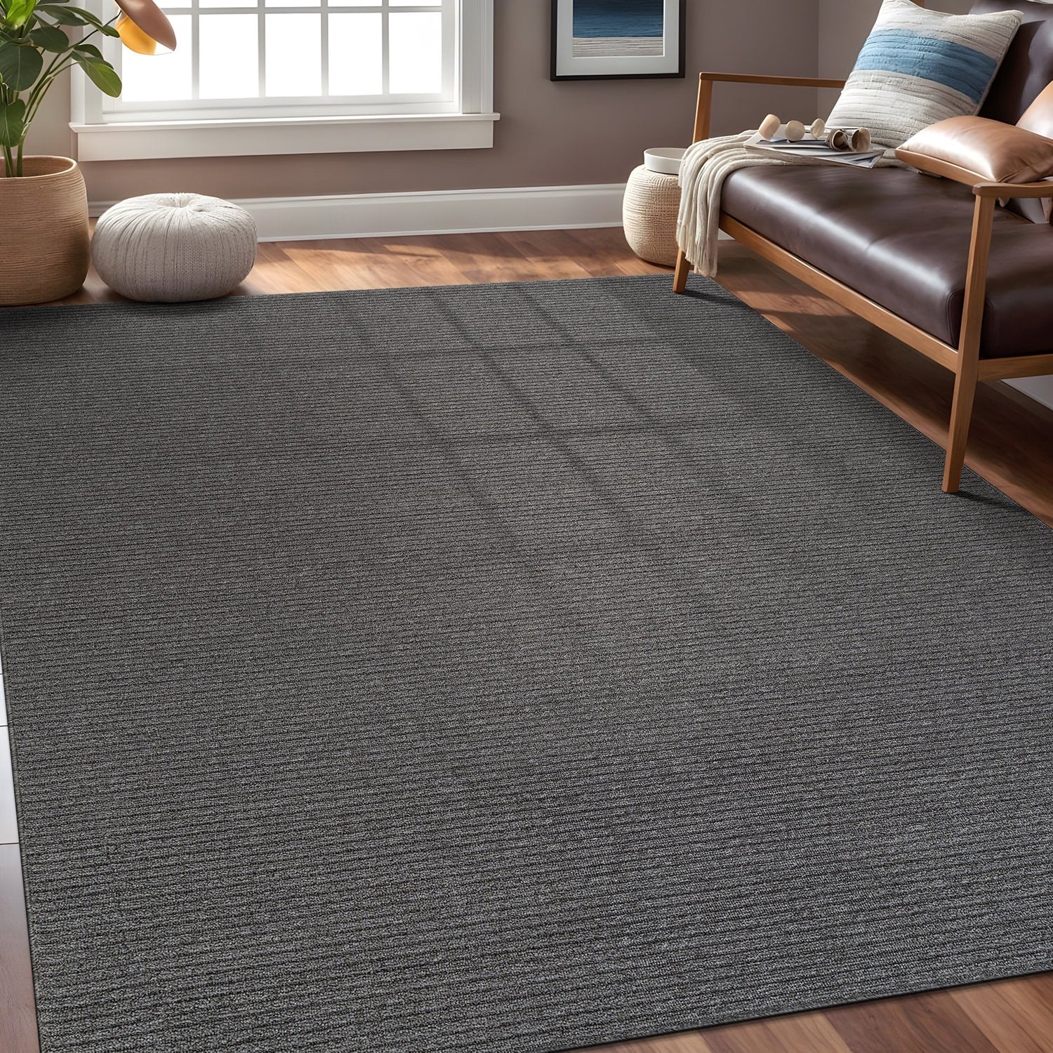 Beverly Rug Solid Color Non-Slip Rubber Back Washable Indoor Area Rug