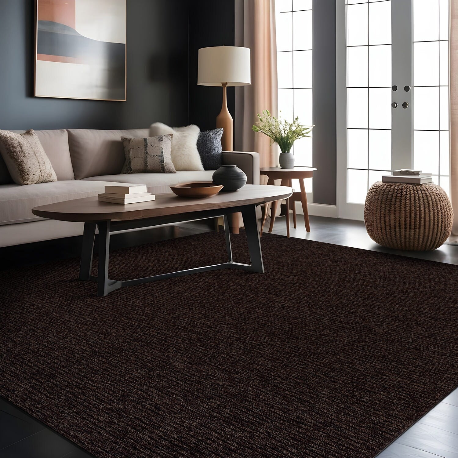 Beverly Rug Solid Color Non-Slip Rubber Back Washable Indoor Area Rug