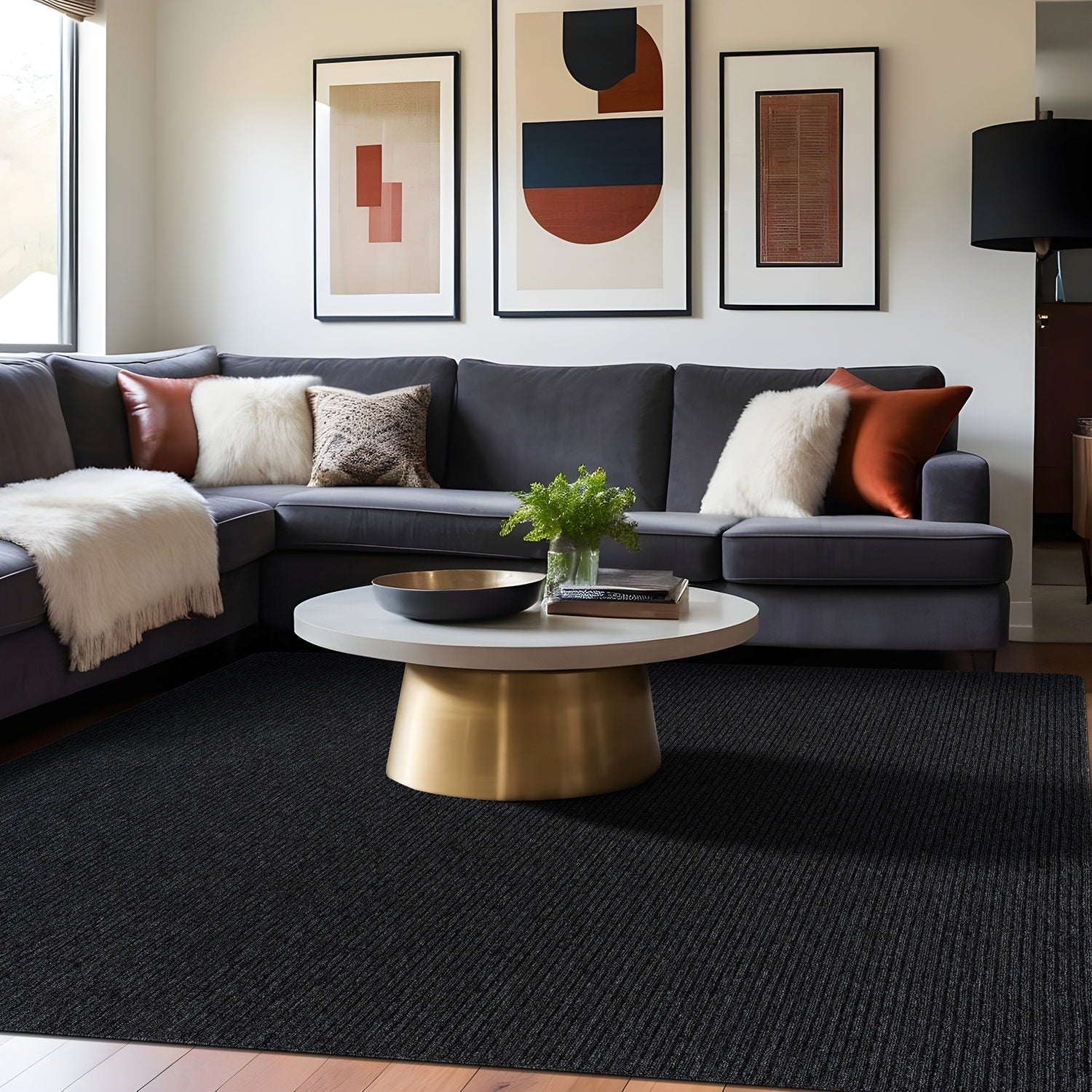 Beverly Rug Solid Color Non-Slip Rubber Back Washable Indoor Area Rug