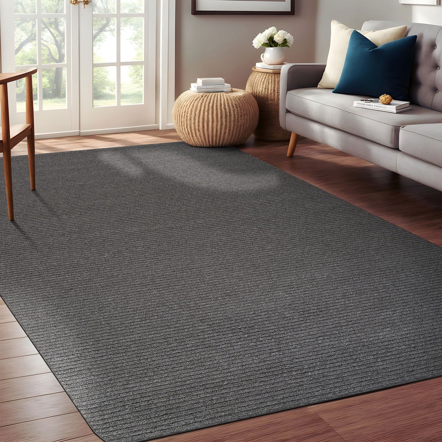 Beverly Rug Solid Color Non-Slip Rubber Back Washable Indoor Area Rug