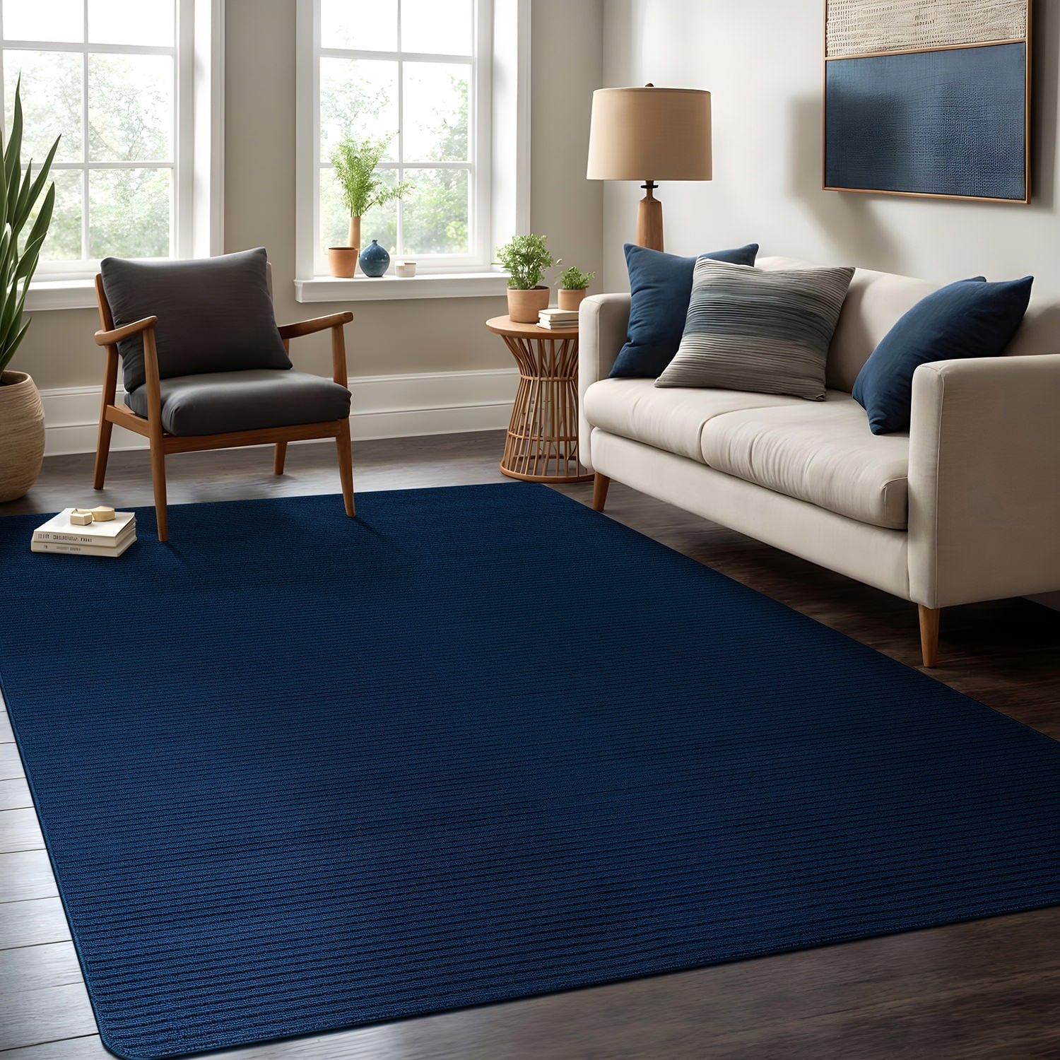 Beverly Rug Solid Color Non-Slip Rubber Back Washable Indoor Area Rug