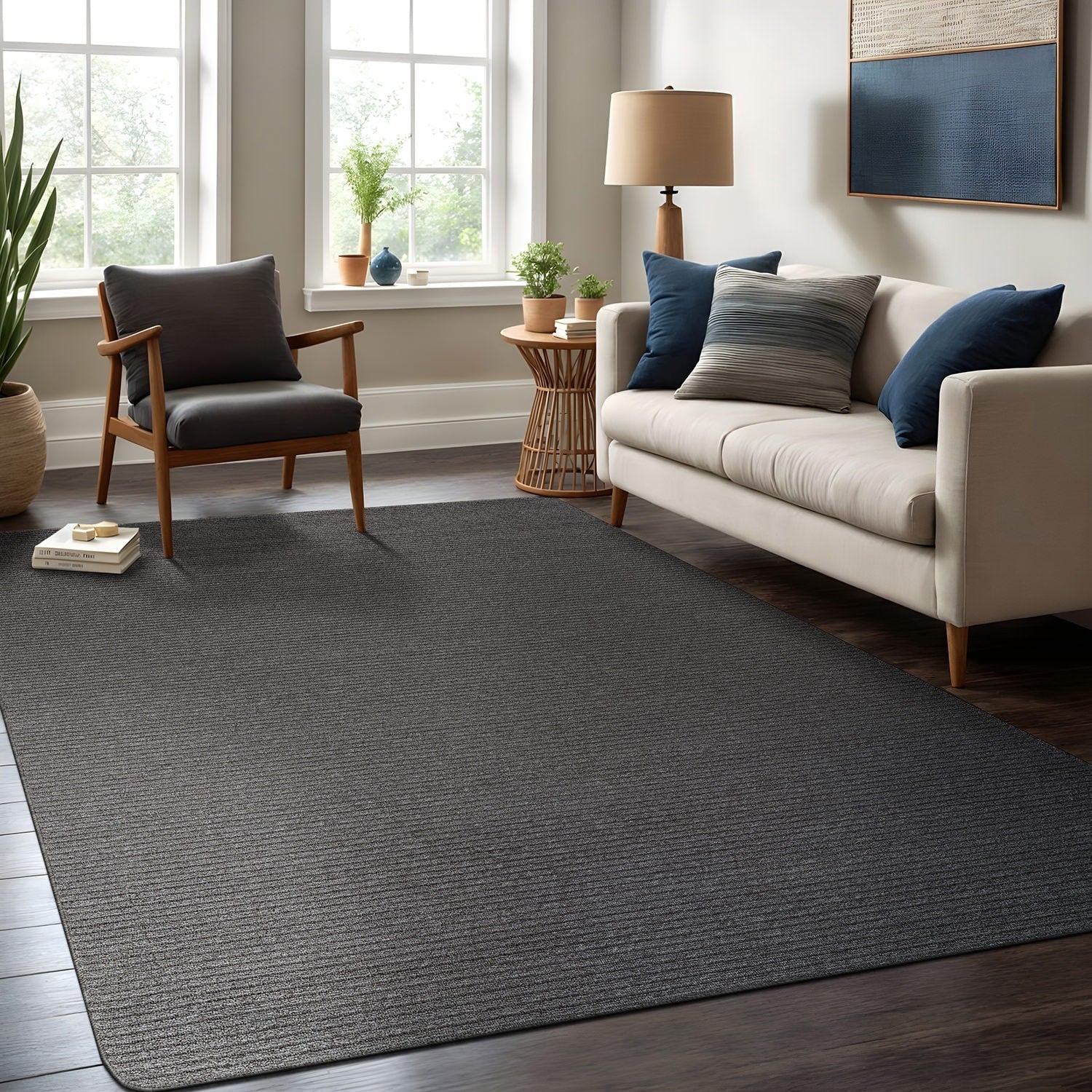 Beverly Rug Solid Color Non-Slip Rubber Back Washable Indoor Area Rug