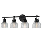 Black Bathroom Vanity Wall Light with Clear Prismatic Glass Shade