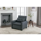 Black Faux Leather Convertible Sofa Bed with USB Ports