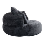 Black Oversized 42.52 Chenille Lazy Bean Bag Single Sofa with Three Pillows for Bedroom