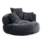 Black Oversized 42.52 Chenille Lazy Bean Bag Single Sofa with Three Pillows for Bedroom