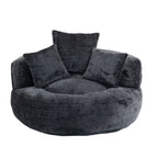 Black Oversized 42.52 Chenille Lazy Bean Bag Single Sofa with Three Pillows for Bedroom