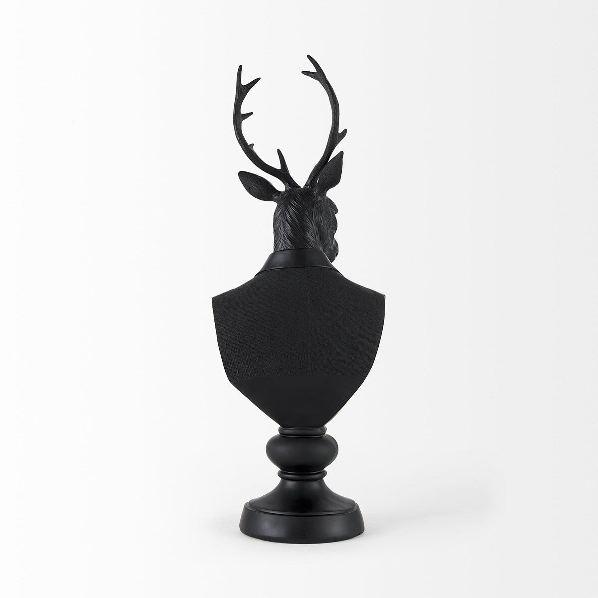 Black Resin Suited Deer Bust Sculpture - 6 W x 8 D x 23 H