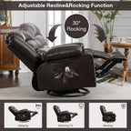 Black Swivel Rocker Recliner with Heat, Massage & USB Ports