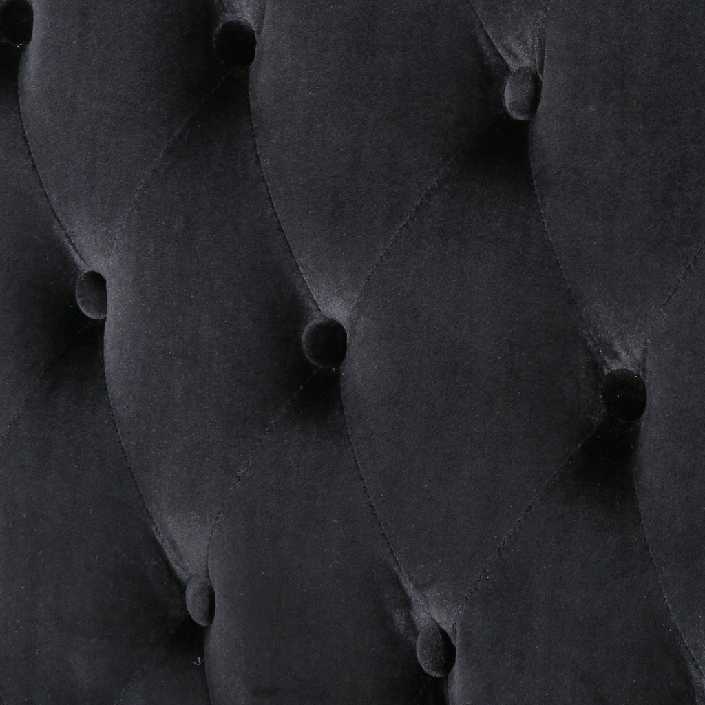 Black Velvet Button Tufted High Wingback Loveseat Sofa