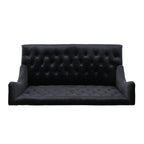 Black Velvet Button Tufted High Wingback Loveseat Sofa