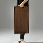 KINWELL Rectangle Black Walnut Wood Serving Tray Ottoman Tray