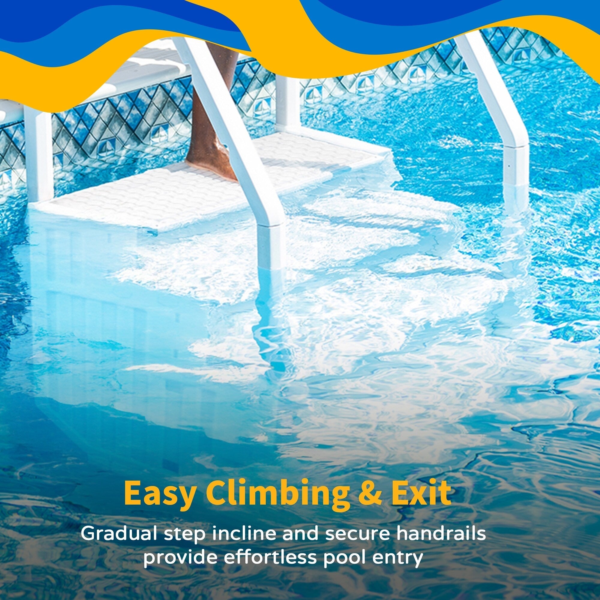 Blue Wave Easy Pool Step With Outside Ladder for Above Ground Pools - 32.5 in. W x 56 in. D x 81 in. H
