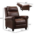 Genuine Leather Push Back Recliner Chair with Comfortable Arms and Back