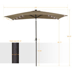 Bonosuki 10 x 6.5ft LED Patio Rectangular Umbrella Outdoor Market Umbrella Aluminium/Steel with Tilt and Crank