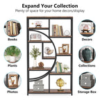 Bookshelf 5 Shelf Industrial Etagere Bookcase for Bedroom, Living Room, Home Office