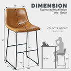 Bossin 18/26/30 inch Bar Stools,Counter Height Bar Stools with Back Modern PU Leather Stools Dining Chair with Footrest