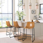 Bossin 18/26/30 inch Bar Stools,Counter Height Bar Stools with Back Modern PU Leather Stools Dining Chair with Footrest