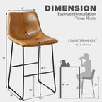 Bossin 18/26/30 inch Bar Stools,Counter Height Bar Stools with Back Modern PU Leather Stools Dining Chair with Footrest