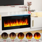 Bossin 70 Fireplace TV Stand with 36 Electric Fireplace, TV Stand for TVs Up to 80, 16 Colors LED Lights/Entertainment Center