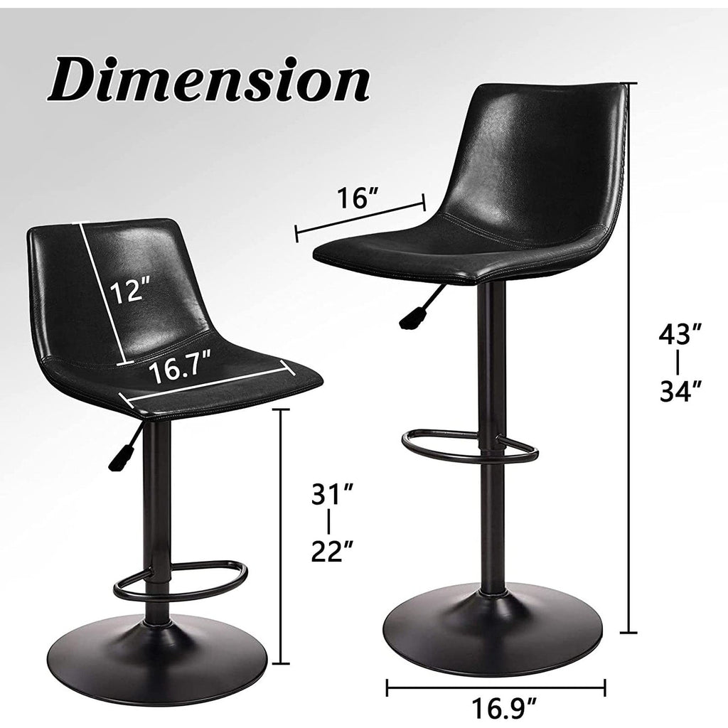 Bossin Adjustable Swivel Bar Stools with Backs – Counter Height