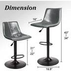 Bossin Adjustable Swivel Bar Stools with Backs – Counter Height