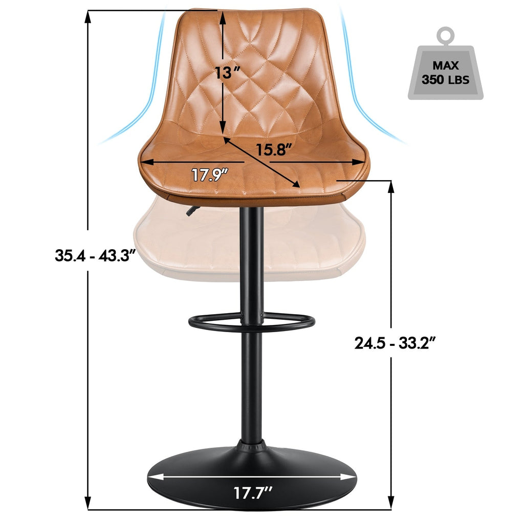 Bossin Adjustable Swivel Bar Stools with Backs – Counter Height