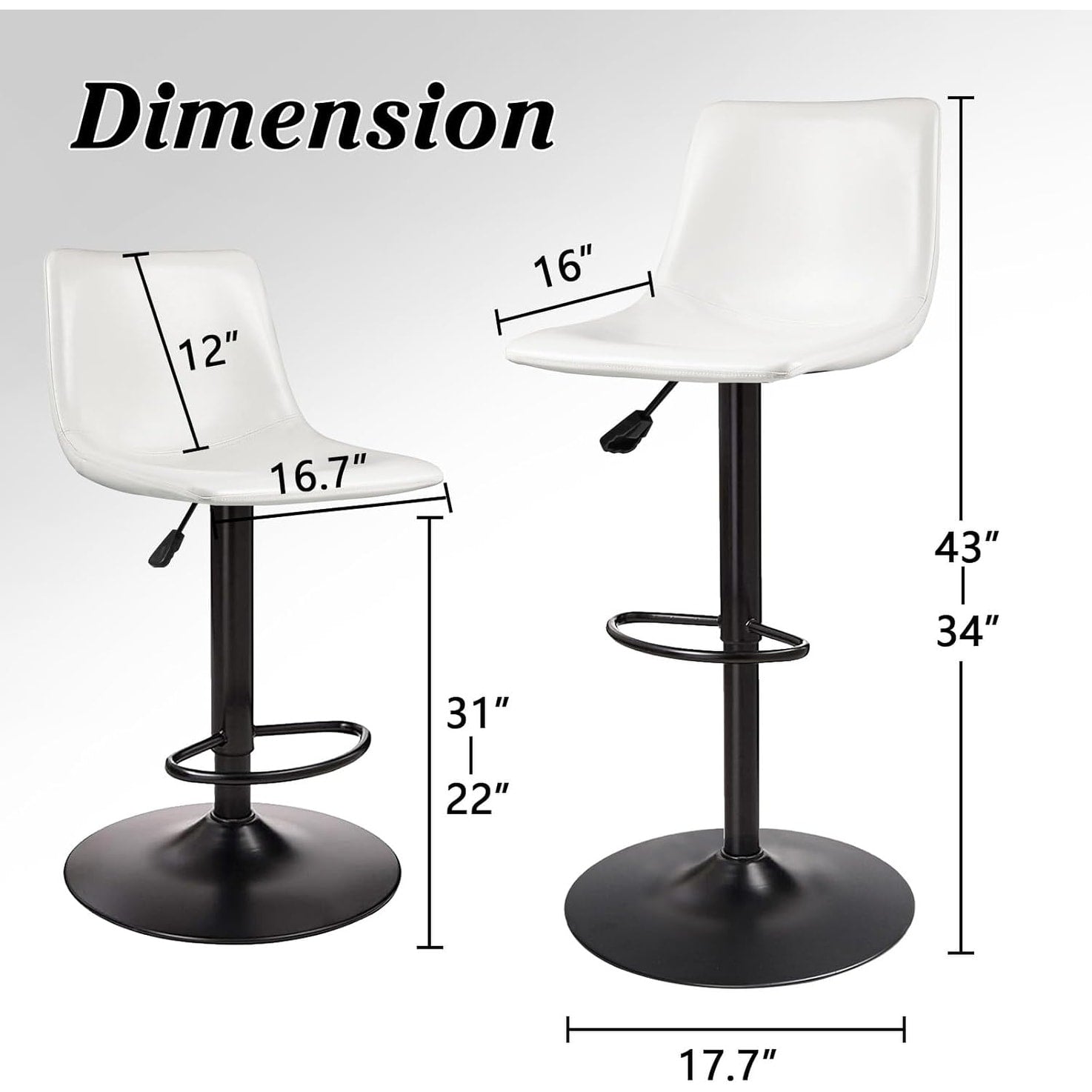 Bossin Adjustable Swivel Bar Stools with Backs – Counter Height